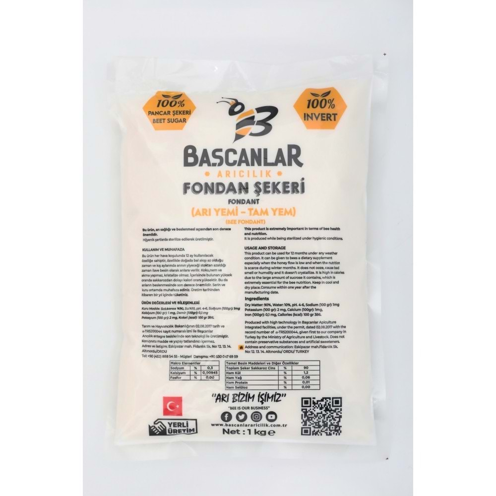 BAŞCANLAR FONDAN ŞEKER (ARI YEMİ) 1KG